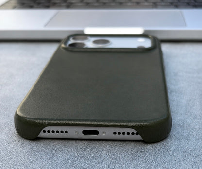 Forest Green Leather Case for iPhone 17 Pro Max