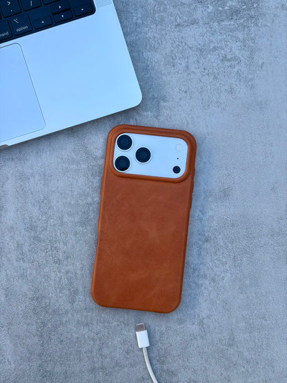 Cognac Leather Case for iPhone 17 Pro Max