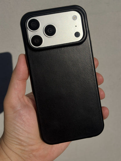 Onyx Black Leather Case for iPhone 17 Pro Max